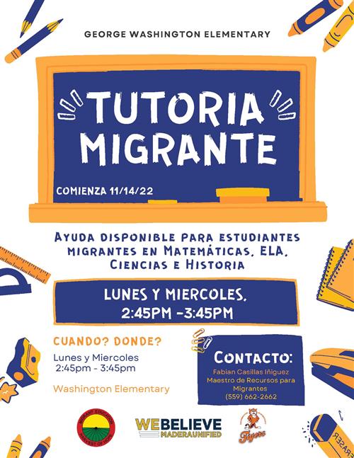 Spanish flyer for tutoring at Washington